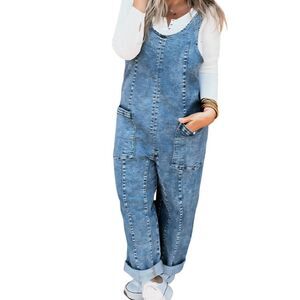 NWT Blakely Romper Women's XS Blue Overalls Jumpsuit Relaxed Denim Stretch